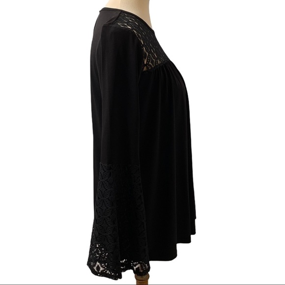 Michael Michael Kors Black Lace Trim Bell Sleeve Pullover Top Women’s Medium - Picture 9 of 13